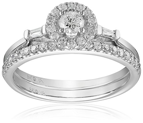 10k White Gold 1/2 cttw Diamond Bridal Ring Set, Size 6 - Dress Up